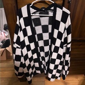 Bold Checkered Open Cardigan